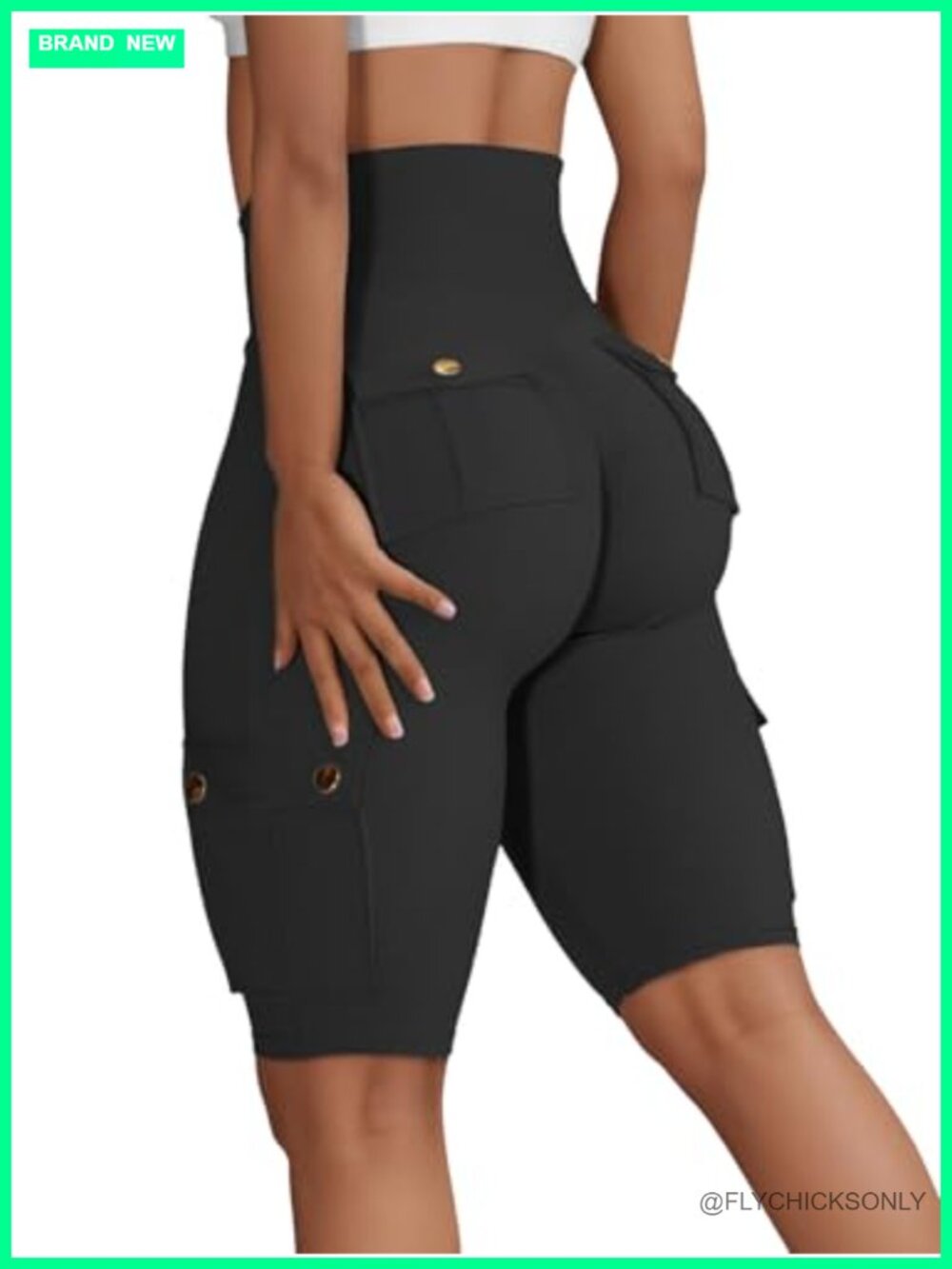 Wavar Biker Shorts Scrunch Butt Cargo High Waist Tummy Control Workout Yoga